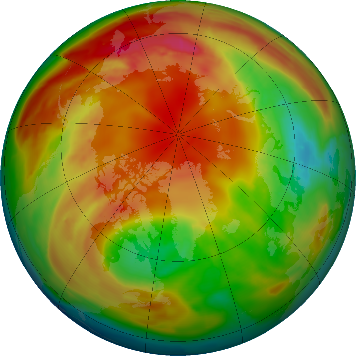 Arctic ozone map for 12 February 2010